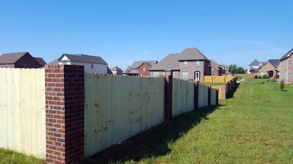 Wood Privacy with Brick Pillars