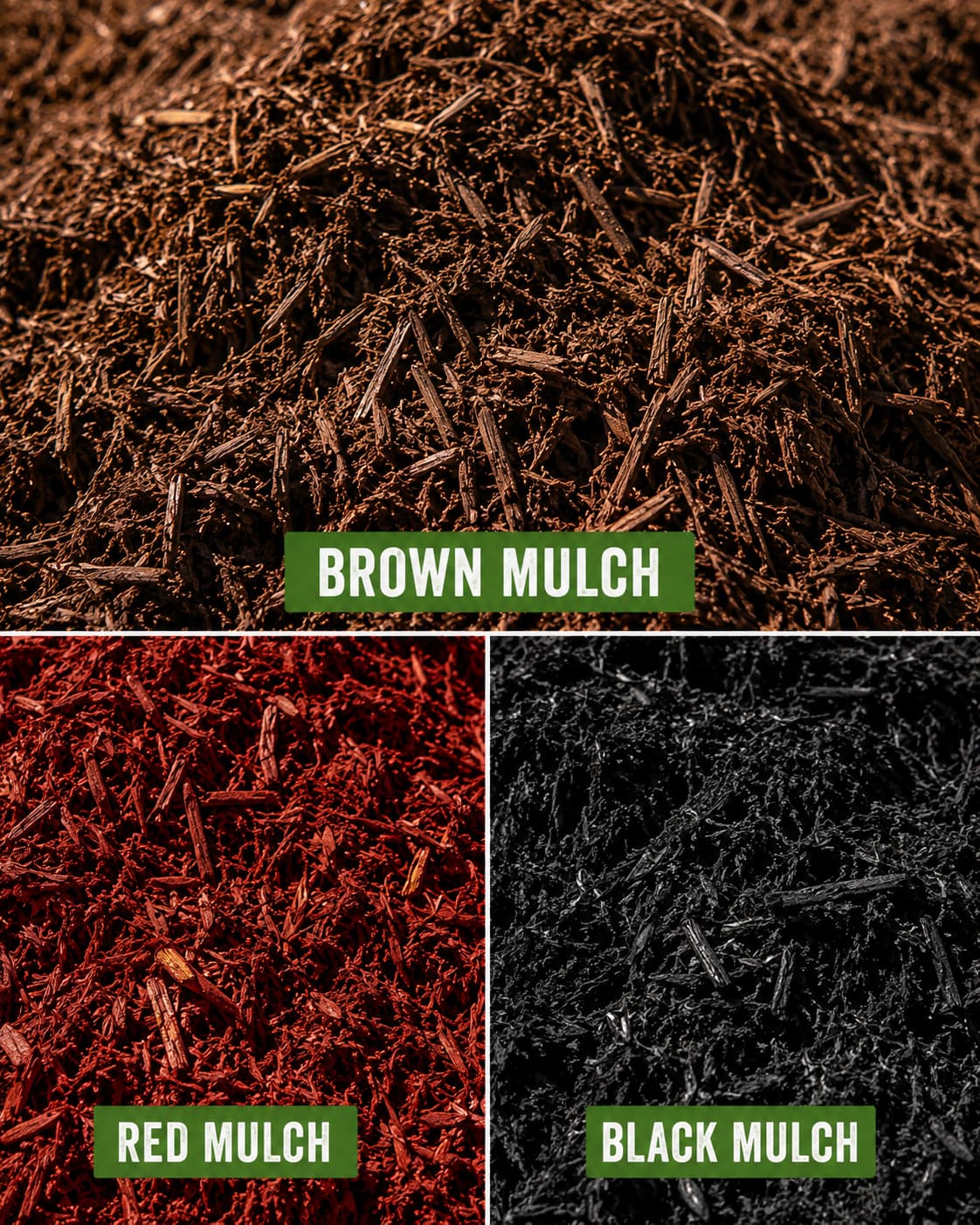 mulch brown, red and black color