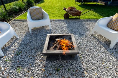 gravel firepit in the fall